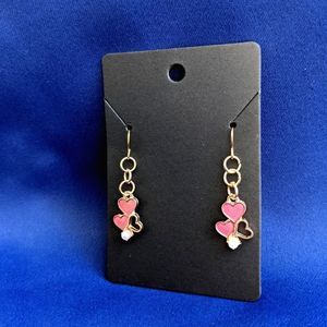 🛍 💕 Pink Hearts Dangle Earrings